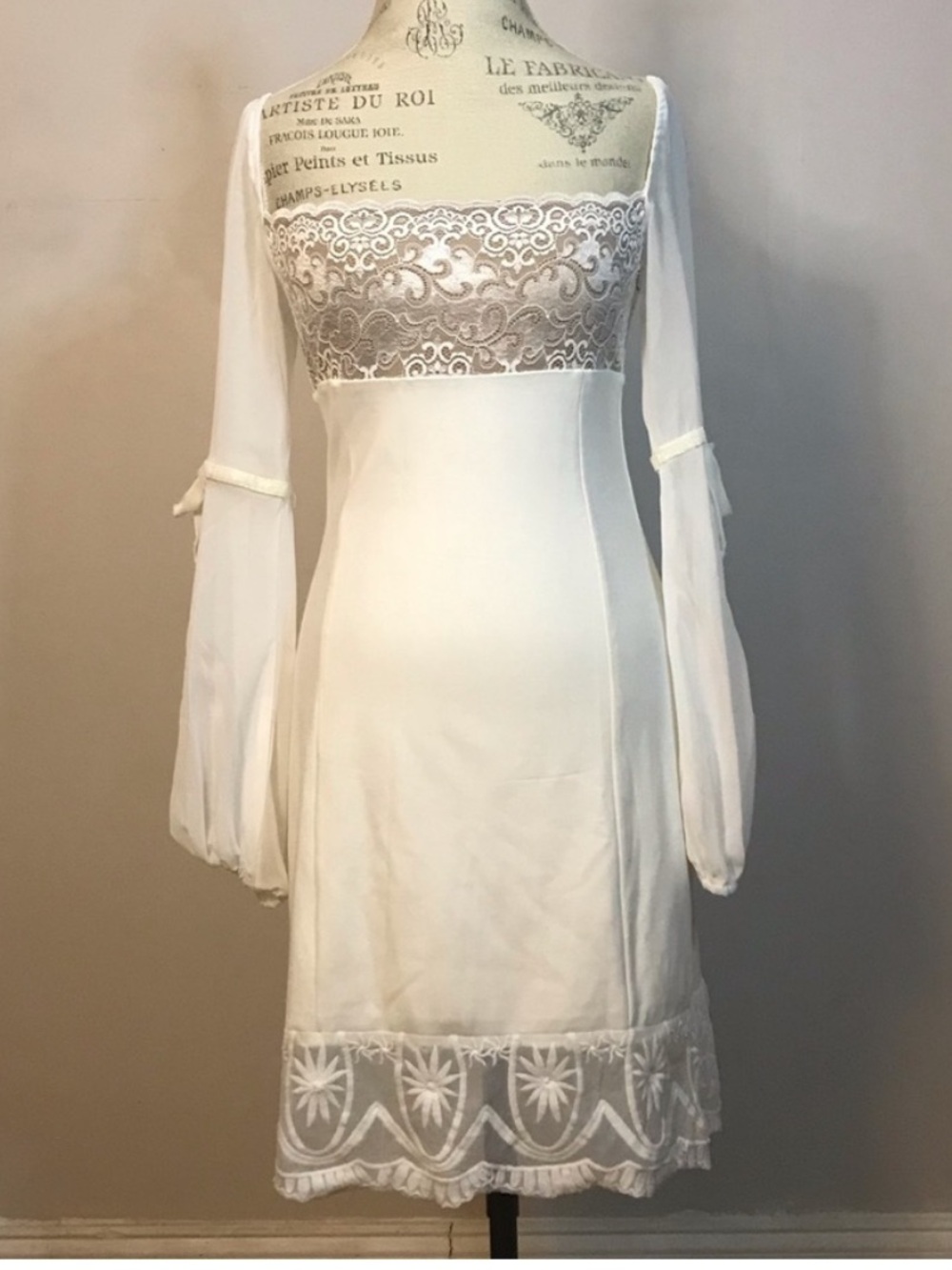 MAJORELLE White Sheer Lace Sleeve Mini Dress